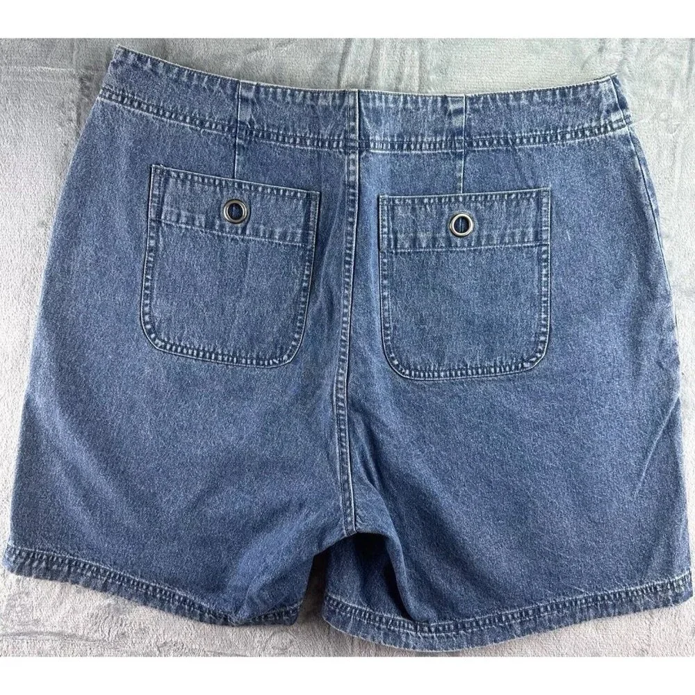 CJ Banks Shorts Womens 18W Blue Flat Front High Rise Cotton Pockets Medium Denim - Picture 2 of 16